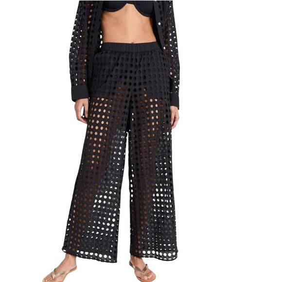 SOLID & STRIPED Other - Solid & Striped Delany Eyelet Swim Coverup Pants NWOT Black Sz S